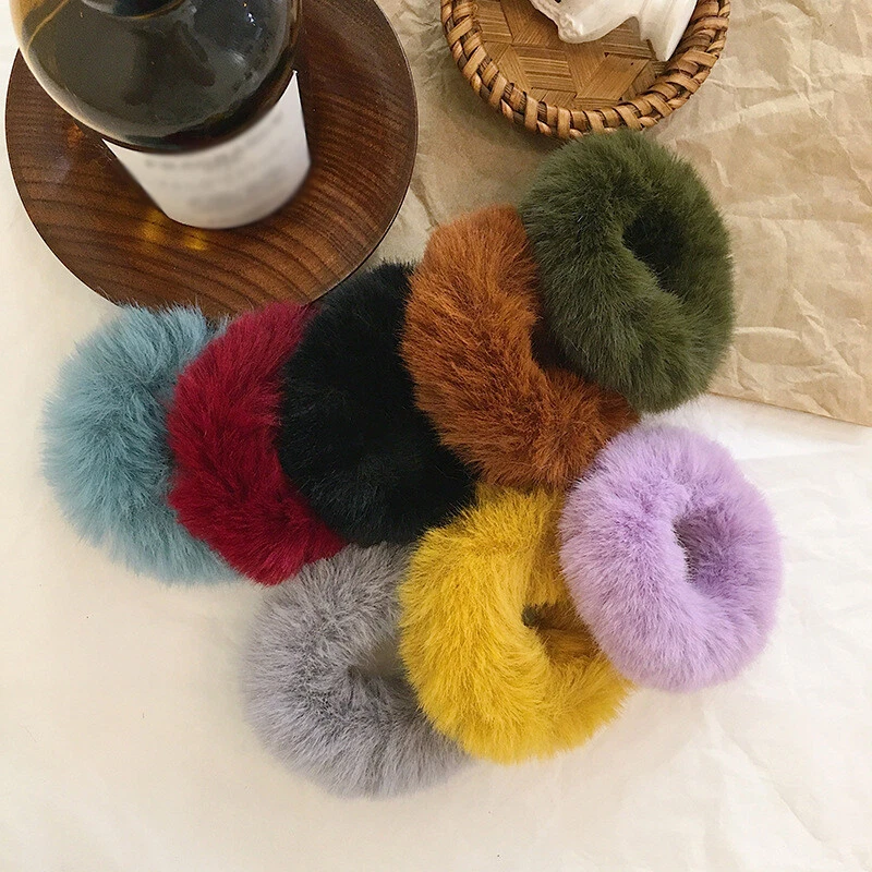 Женщин искусственного кроличьего меха Scrunchie плюшевые волосы веревки резинки волос галстуки хвост - Изображение 1 из 4