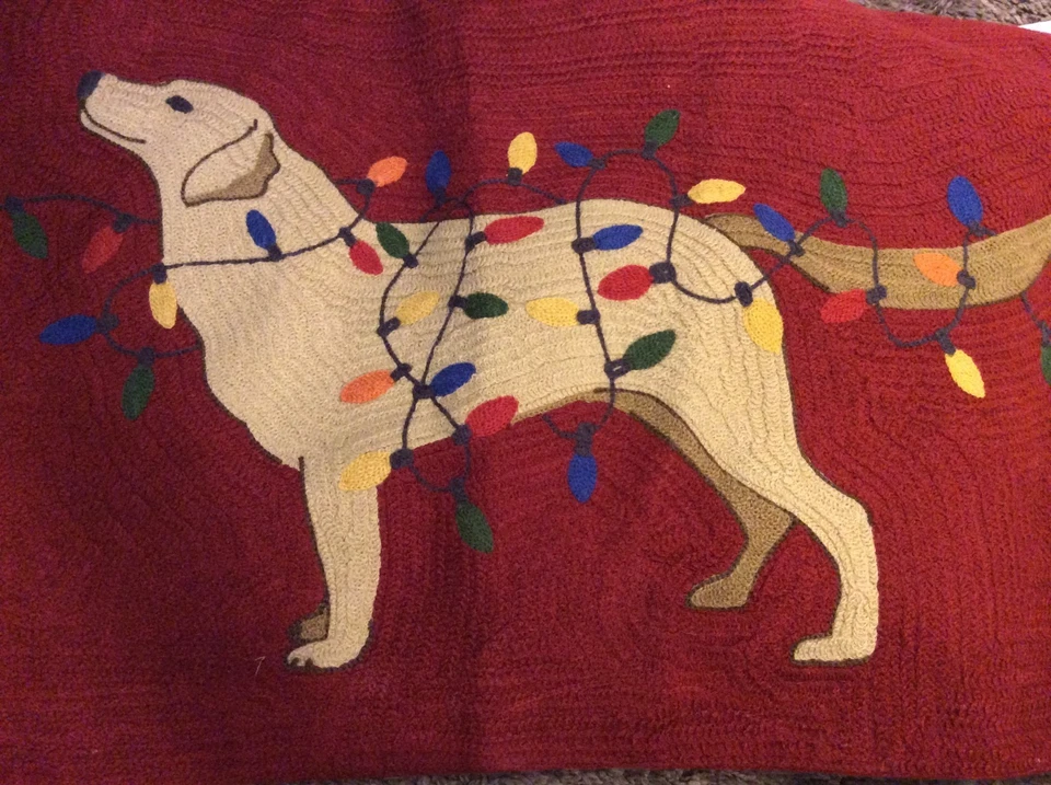 Pottery Barn Tangled Lab Christmas Lights Lumbar Pillow Cover 16x26 Red NEW - Image 1 of 1