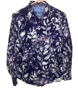 Robert Graham Men's Dress Shirt Purple Floral All Over Bleach Purple Size Small - Picture 1 of 6