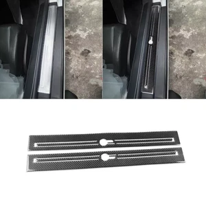 Real Black Carbon Fiber Inner Threshold Cover Trim For Jaguar F-TYPE 2013-2022 - Picture 1 of 12