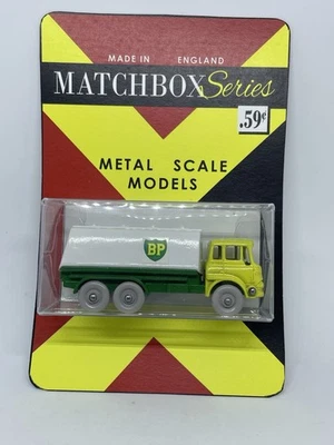 Vintage Lesney Matchbox 25 Custom Bedford BP Petrol Tanker Grey Wheels.Blister - Image 1 of 4
