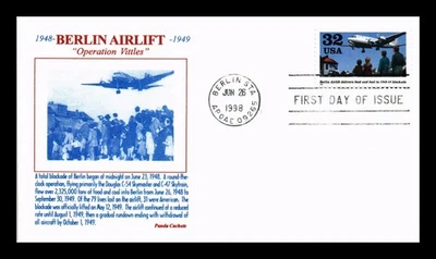 US COVER WWII BERLIN AIRLIFT 50TH ANNIVERSARY FDC PANDA THERMOGRAPHED CACHET - Image 1 of 2