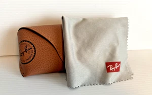 Ray ban Leather Pouch Universal Soft Sunglasses Only Case w/ Cleaning Cloth - Picture 1 of 5