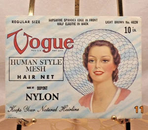 Cabello de malla estilo humano vintage Vogue marrón claro No. 402N (solo sobre sin red) - Imagen 1 de 2