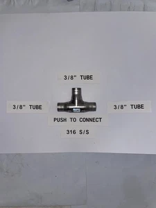 Parker LEGRIS 3804 60 00 Union Tee 3/8”, 316 L Stainless Steel, Push To Connect - Picture 1 of 9