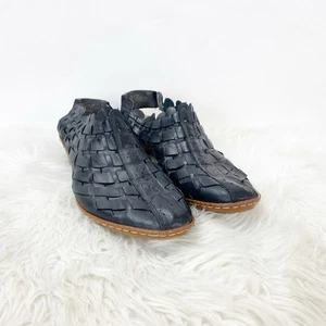 Rieker Anti-Stress 41 EU 9 US Womens Black Sina Woven-Leather Slingback Shoes - Picture 1 of 12