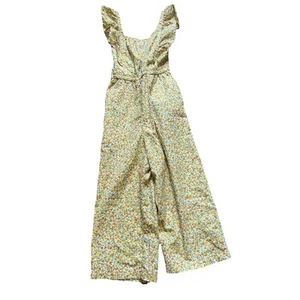 Tea Kids Girls Ruffles Floral Romper Size 7 CrissCross Straps Orange Yellow - Picture 1 of 8