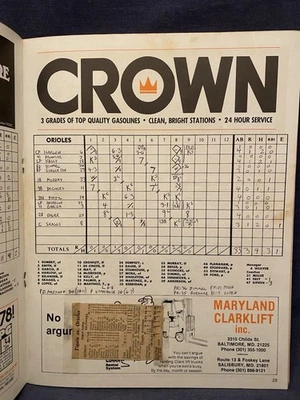 Sept 23 1978 Baltimore Orioles Detroit Tigers Program Scorebook Trammell MLB - Image 1 of 4