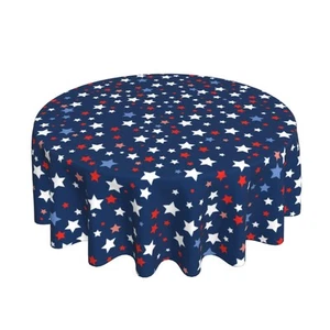 Memorial Day Patriotic Round Tablecloth 60 Inch Independence Day Liberty Star... - Picture 1 of 7