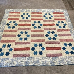 Vintage Bay Colony Home Landhaus Flagge handgesteppte Decke & Kissenbezug Full Queen  - Bild 1 von 24