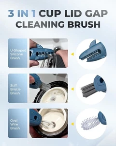 SXhyf Sharkbrush Tumbler Water Bottle Lid Cleaner Brush Set of 3 - Picture 1 of 5