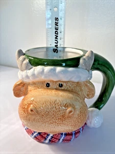 Weihnachten Elch geformte Tasse Urlaub grüner Henkel Urlaub Winter - Bild 1 von 4