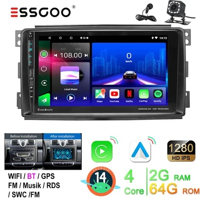4+64GB Android 13 Autoradio Für Smart Fortwo 451 05-2010 Carplay GPS Nav RDS KAM - Bild 1 von 4