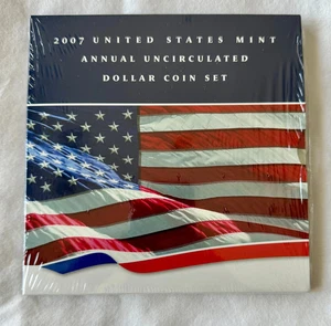 SEALED 2007 US Mint Annual Uncirculated Dollar Coin Set UNOPENED 99.9% SILVER AE - Picture 1 of 2