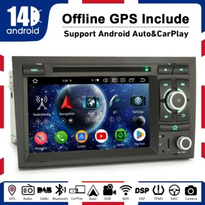 8-Core Android 14 Car Stereo Head Unit 4G DVD for Audi A4 S4 RS4 8E 8F Seat Exeo - Image 1 of 4