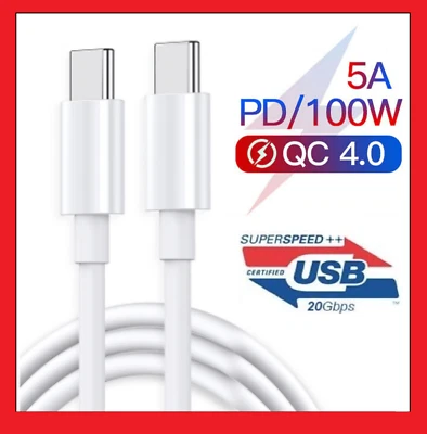 CAVO PD USB TYPE C 5A 20 100 WATT RICARICA RAPIDA DATI PER SAMSUNG HUAWEI APPLE  - Immagine 1 di 4