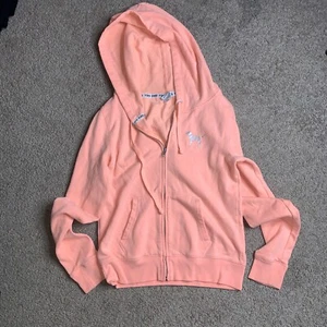 VS PINK Neon Peach Full Zip Hoodie SZ M Medium - Picture 1 of 4