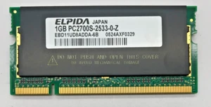 Elpida 1GB (1x1GB) DDR1 SODIMM EBD11UD8ADDA-6B PC2700S-2533-0-Z #R2045 - Bild 1 von 2
