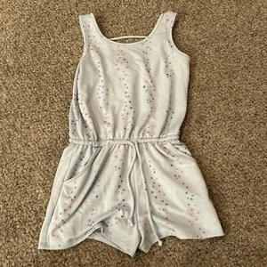 Pixie Lane Girls Kids Size 9/10 Light Blue Tank/shorts Romper W stars On It - Picture 1 of 4