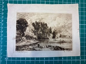 Vintage Old Amazing John Constable Landscape Tree Park Etching HandSigned - Picture 1 of 4