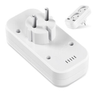 Dual socket with dual European style USB plug adapter white 5V 2A output