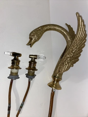 Vintage Swan Faucet Bathtub Gold Brass Crystal Handles Knob Hollywood Regency Cover