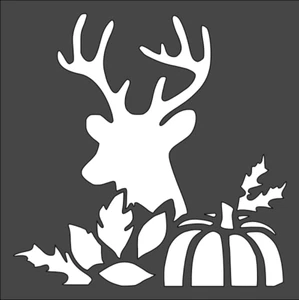 1- 5.5x5.5 inch Stencil, (TG-7) Fall Deer Pumpkin (6Mil) - Picture 1 of 2