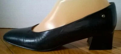 VTG 80's Etienne Aigner "Sarah" Black Square Toe Chunky Heel Pumps 8.5-N - Image 1 of 4
