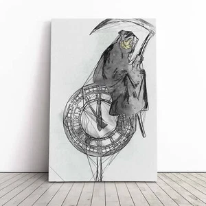 Abstrakter Grinsensensenmann Graffiti Banksy Leinwand Wandkunst gerahmt Poster Druck Bild - Bild 1 von 7