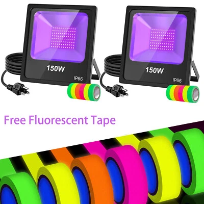 LED Black Light 150Watt Blacklight With Free Tape For Christmas Halloween 2-PACK - Image 1 of 4