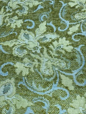 De Colección Tela Rayada Upholstrey Verde Claro Azul Claro Floral Pesada 4.5Y x 55" W Foto 1 de 4