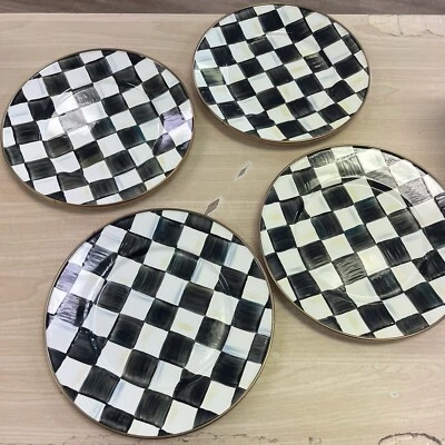 MacKenzie-Childs Juego de 4 Platos de Ensalada Courtly Check - NUEVO CON DEFECTOS Foto 1 de 4