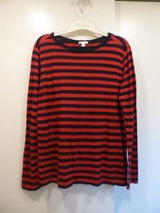 vtg Gap Wms M Red & Navy Rayon Long Sleeve T-Shirt - Picture 1 of 4