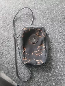 Vintage Falchi Sport JapanBlack Leather Crossbody Messenger Bag Embroidery Purse - Picture 1 of 10