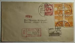 1929 Mexico Registered Postal History Cover Cajeme to Tucson Arizona - Picture 1 of 2