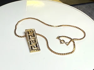 Vintage Pendant Necklace JH Meandros Gold Tone Metal Rhinestone - Picture 1 of 10