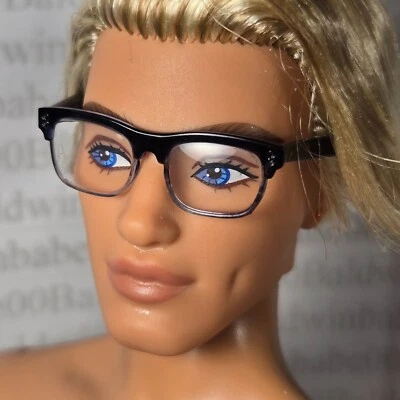 GLASSES W~ BLACK FRAME CLEAR LENS 11.5" 1/6 FITS KEN MALE DOLL READING ACCESSORY - Image 1 of 4
