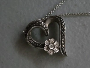 KOHLS Delicate 925 Diamonds 1/10 Carat T.W. Diamond Open Heart Necklace 18" - Picture 1 of 8