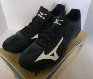Men's Mizuno Heist IQ Low 320501 Black /White Metal Cleats Size 12.5 Free Ship - Picture 1 of 10