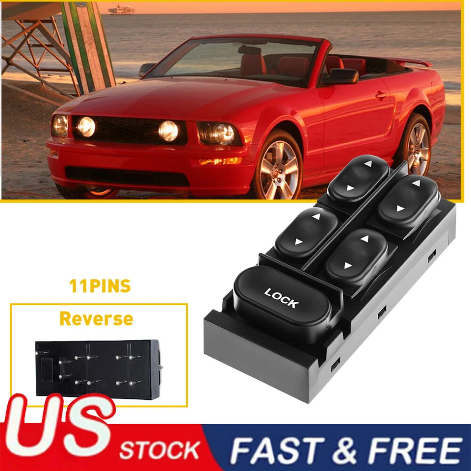 Interruptor de ventana eléctrica para Ford Mustang Convertible 1994 1995 1996-2004 delantero izquierdo Foto 1 de 4