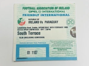 1999 REPUBLIC OF IRELAND V PARAGUAY 10-02-1999 INTERNATIONAL MATCH TICKET - Picture 1 of 1