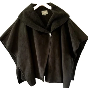Silverado Cape Poncho Cowgirl Western Faux Suede Leather Black One Size READ - Picture 1 of 5