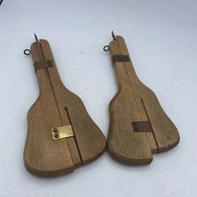 Set Of 2 VTG Rug Shuttle Wooden Sliding Needle Rug Weaving Hook Punch Tool 9in - Image 1 of 4