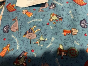 Bible Stories BLUE COTTON 44" FABRIC Traditions ADAM, EVE 2 YDS. - Picture 1 of 3