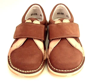 DE OSU/FARO -Spain - Boys Tan Brown Leather Sneaker Shoes -European 24 Sz 6.5 - Picture 1 of 5