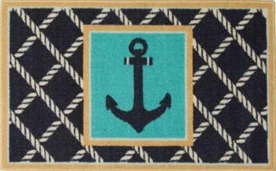 ALFOMBRA ACENTO COCINA (espalda antideslizante) (17"x28") UN ANCLA EN EL CUADRADO SOBRE NEGRO, SIN RESERVA Foto 1 de 4