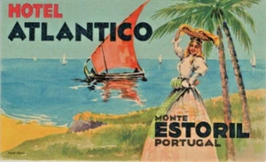 Original Vintage Luggage Label Hotel Atlantico Estoril Portugal 1930s A9o - Picture 1 of 1