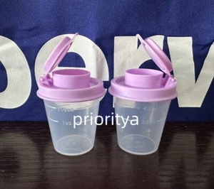 Tupperware Mini Tupper Salt & Pepper 2oz Shakers Midgets Set of 2 Pink Seal New - Picture 1 of 4