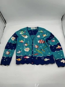 Design Options by Phillip Jane Gordon Vintage Rare Seaworld Cardigan Sweater Med - Bild 1 von 24