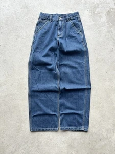 Carhartt Carpenter Jeans Kids 12 Youth Adjustable Waist Blue Straight - Picture 1 of 7